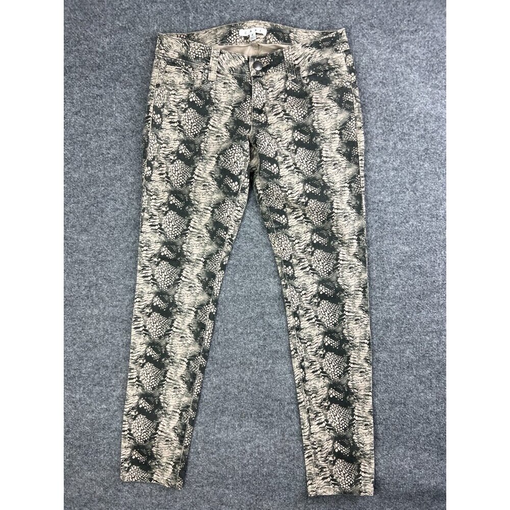 CAbi 958 Diamondback Skinny Jeans Women's 4 Snake Pattern Black Beige Mid Rise